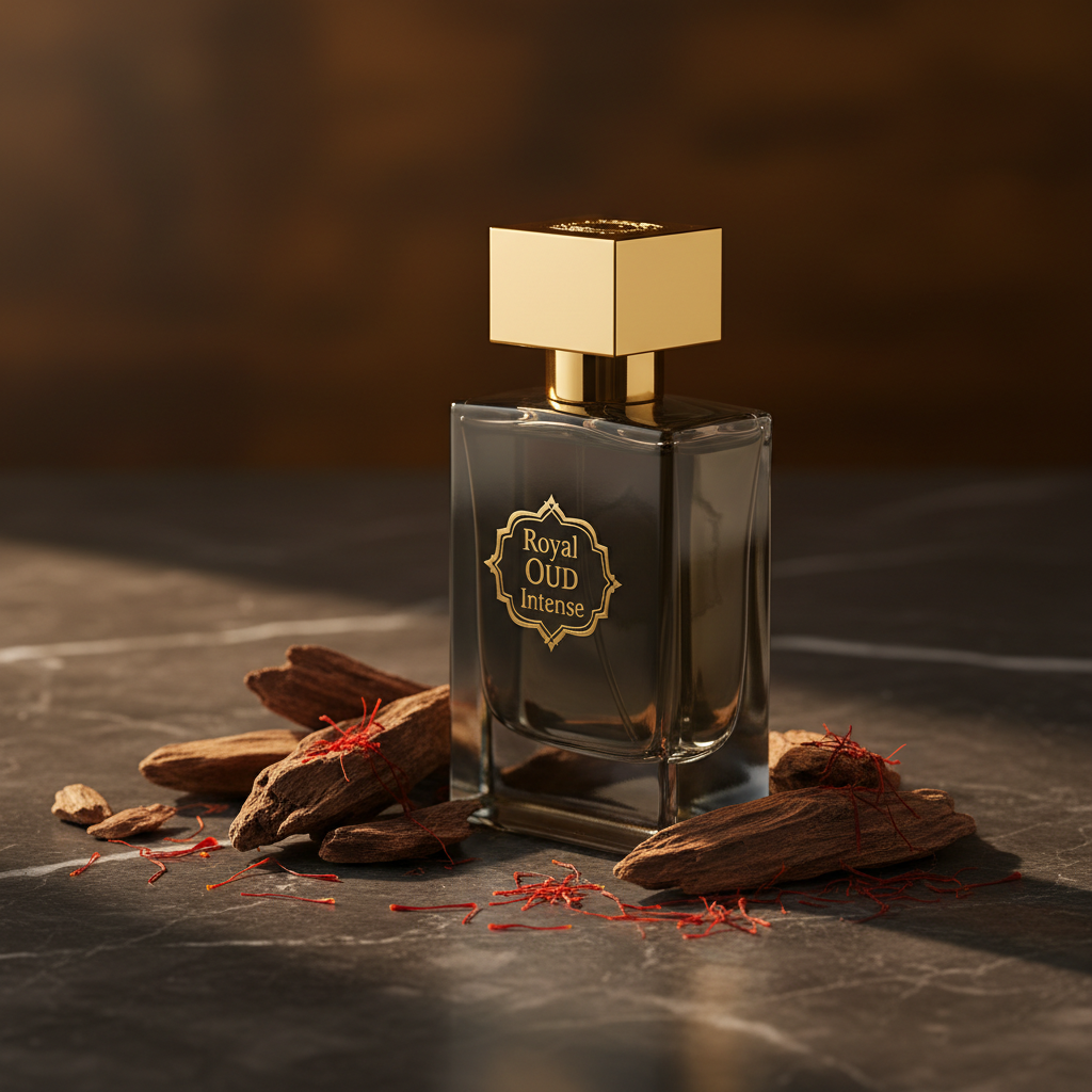 Royal Oud Intense side angle with oud wood
